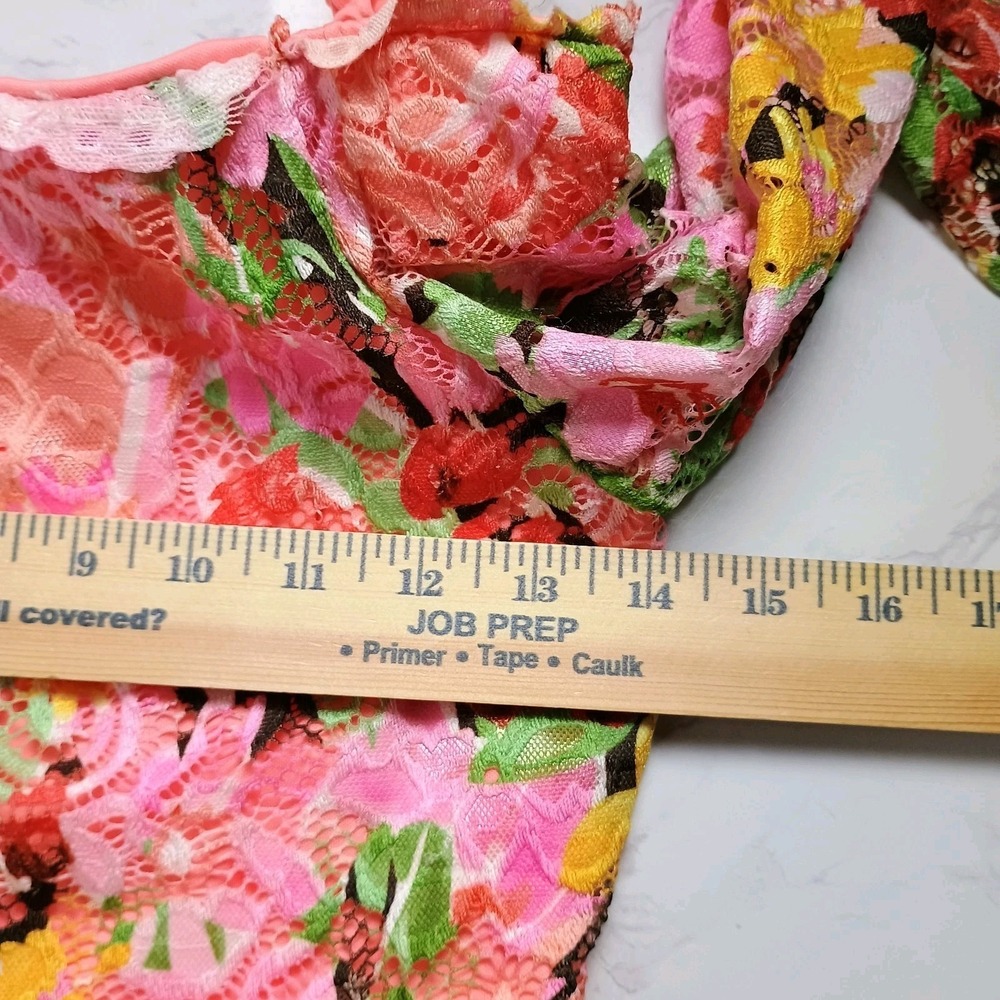 Marina Floral Lace Overlay Maxi Dress XS Pink Red Stretch Lined Made USA - Picture 8 of 13